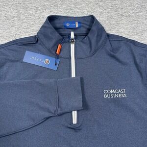 Stitch Golf Pullover Mens Small Blue Scout Heathered 1/4 Zip Performance LOGO